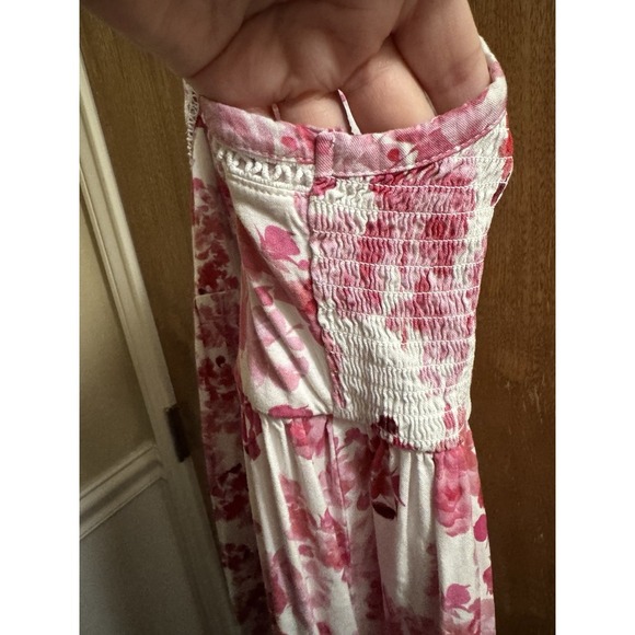 TORRID Babydoll Challis Smocked Cami White Pink Floral Print Flare Plus 2X Soft - Picture 5 of 8